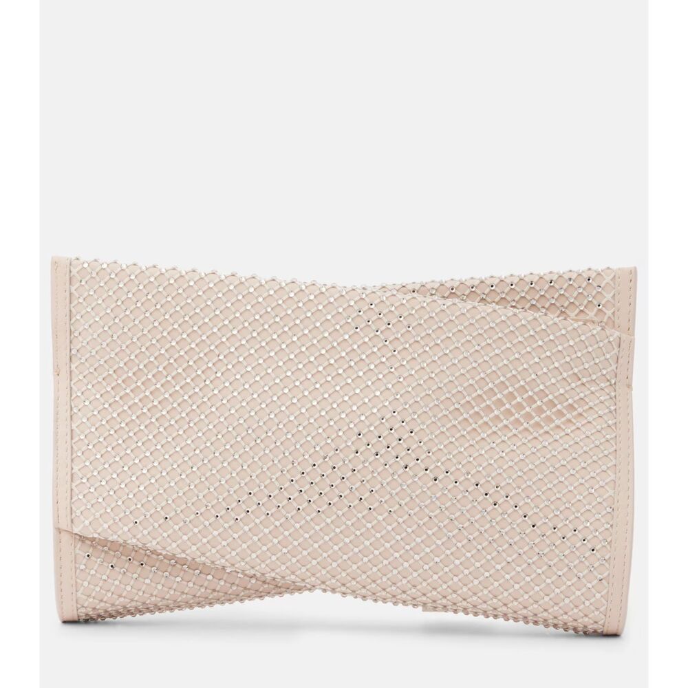 Christian Louboutin Small Loubitwist Crystal Mesh Leather Clutch $1890+